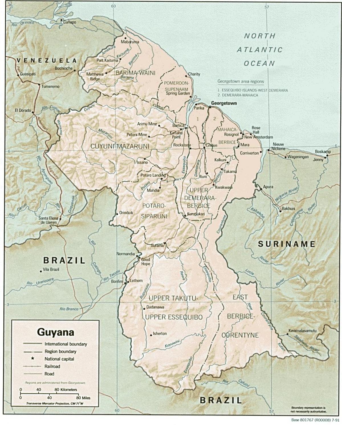 карта поселень індіанців в Гайані