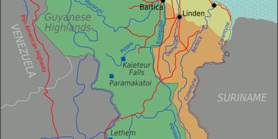Східне узбережжя демерара в Гайані карті