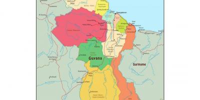 Карта Гайана показати 10 адміністративних районів